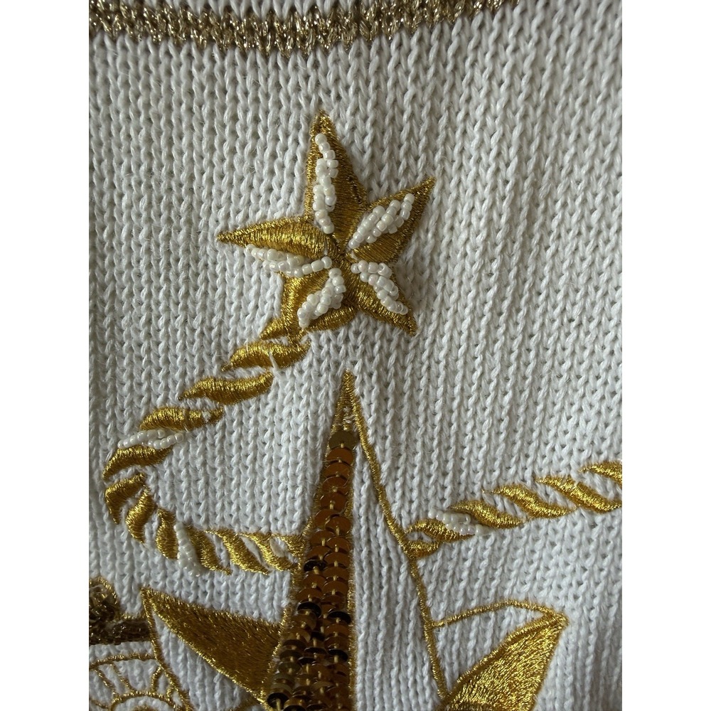 Madeleine angora blend sweater with a nautical compass rose and anchor Charm L - Picture 6 of 16